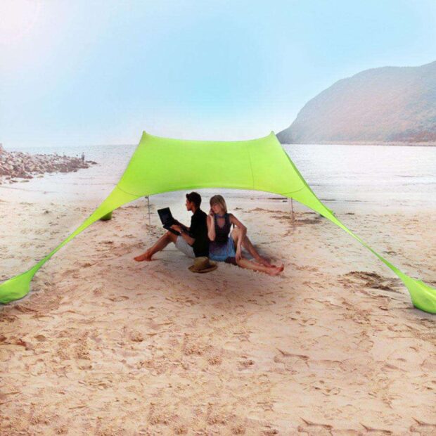 Beach Tent Sunshade with Sandbags and Shade Membrane for Beach Umbrella