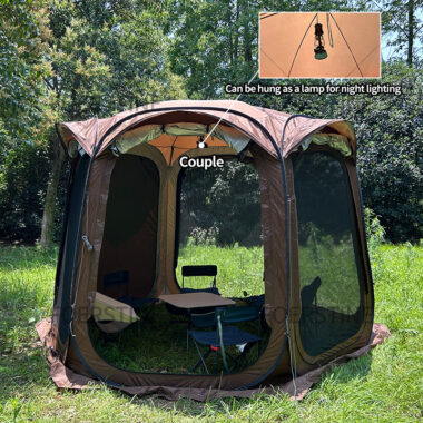 Brown Waterproof Family Camping Tent 6-8 Person | Outdoor Glamping Hiking Tent