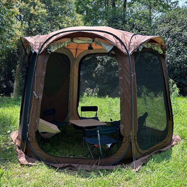 Brown Waterproof Family Camping Tent 6-8 Person | Outdoor Glamping Hiking Tent