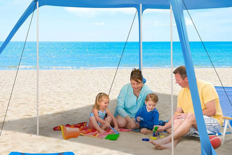 Factory Beach Tent Pop-up Shade Canopy Portable Sun Shelter with Windproof Rope for Stable Sun Protection (4) Factory Beach Tent Pop-up Shade with Windproof Rope for Stable Sun Protection