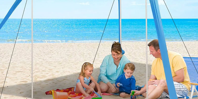 Factory Beach Tent Pop-up Shade with Windproof Rope for Stable Sun Protection