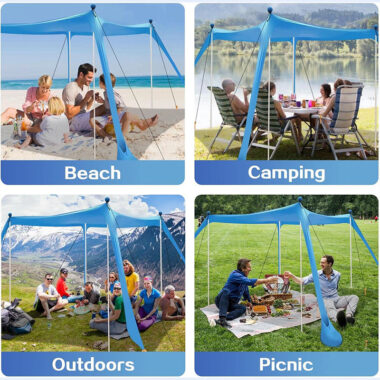 Factory Beach Tent Pop-up Shade with Windproof Rope for Stable Sun Protection