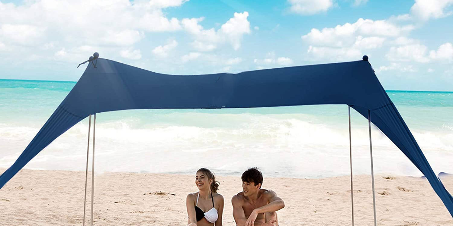 Family Beach Tent Sunshade Canopy with Pop-up Sun Shelter and Carry Bag