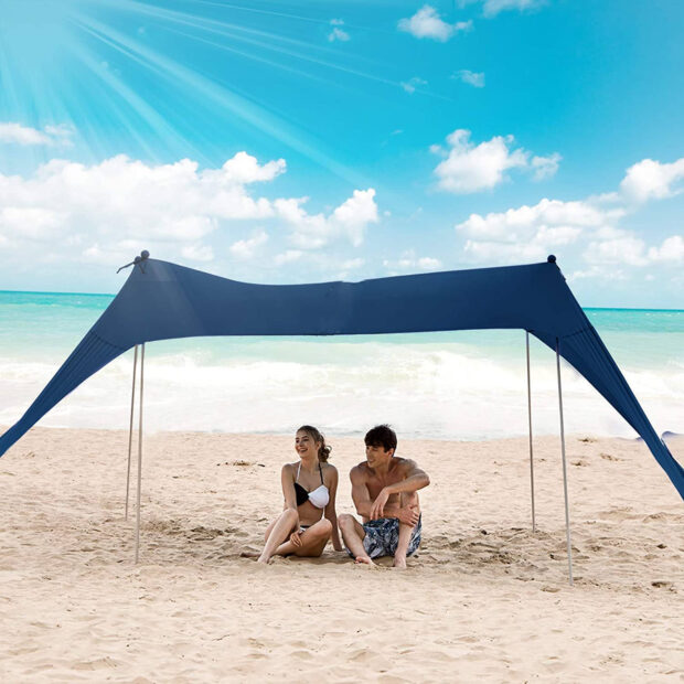 Family Beach Tent Sunshade Canopy with Pop-up Sun Shelter and Carry Bag
