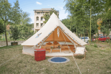 Family Outdoor Glamping Cotton Yurt Teepee Tent – 4-Season Canvas Bell Tent for Sale