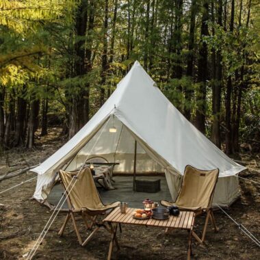 Family Outdoor Glamping Cotton Yurt Teepee Tent – 4-Season Canvas Bell Tent for Sale