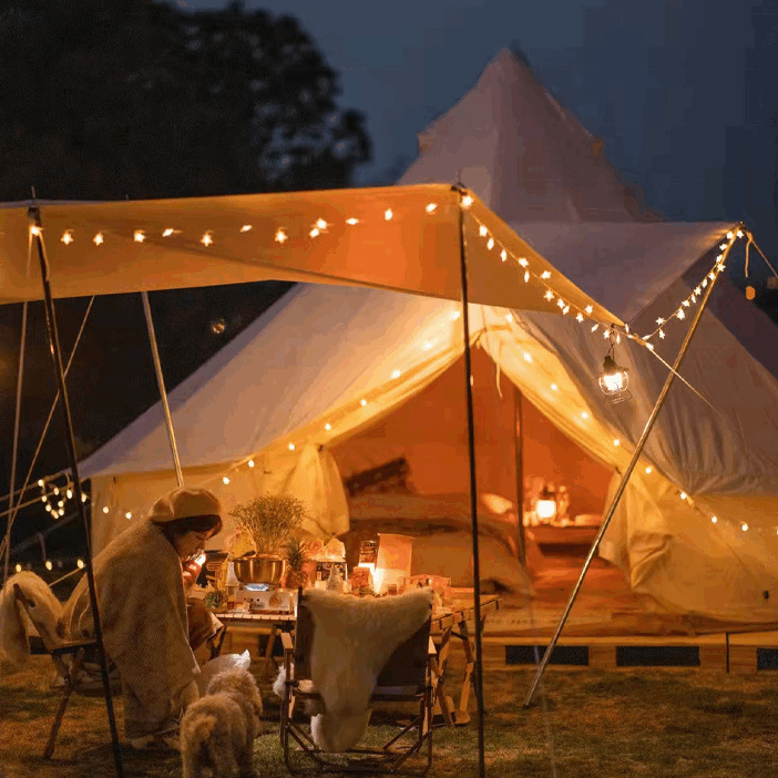 Family Outdoor Glamping Cotton Yurt Teepee Tent – 4-Season Canvas Bell Tent for Sale