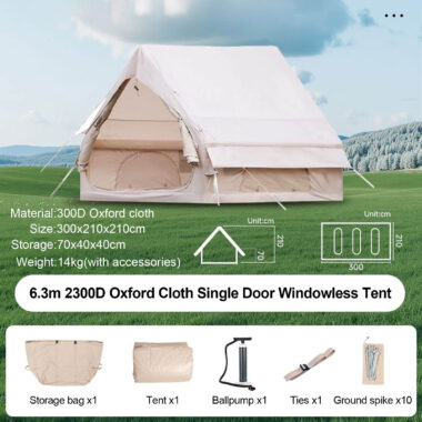 6.3㎡ One-Bedroom Inflatable Air Tent for 5 Persons – Waterproof Oxford with Skylight