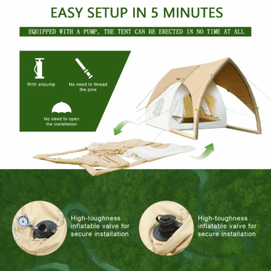 Peirhw Waterproof Inflatable Air Tent – 3-4 Person Outdoor Glamping Tent