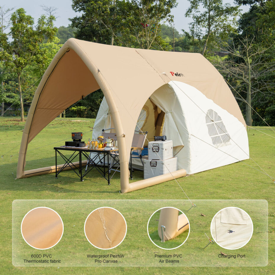 Peirhw Waterproof Inflatable Air Tent – 3-4 Person Outdoor Glamping Tent