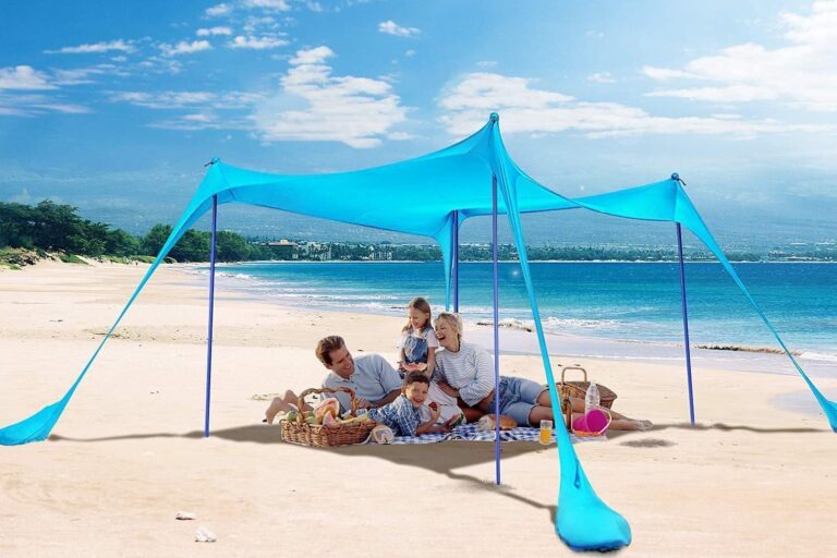 Iron Pole Factory Portable Sun Shelter Outdoor Camping Summer Tent with Sand Anchor Beach Tent Sun Shade (5) Portable Iron Pole Sun Shelter Beach Tent with Sand Anchor for Outdoor Camping