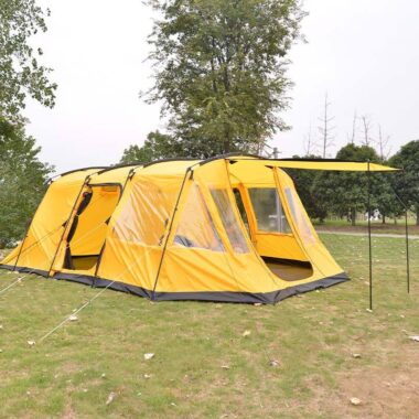 : OEM Customized Outdoor Tunnel Tent – 6-Person Tent with 2 Rooms & 1 Living Room for Camping