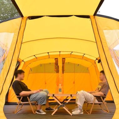 : OEM Customized Outdoor Tunnel Tent – 6-Person Tent with 2 Rooms & 1 Living Room for Camping