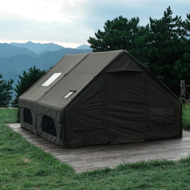 Military Style Inflatable Camping Tent with Rainproof Fabric and Easy Setup