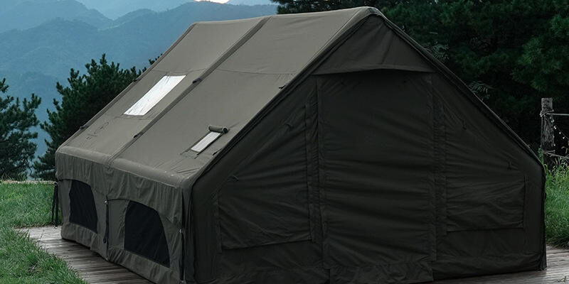Military Style Inflatable Camping Tent with Rainproof Fabric and Easy Setup