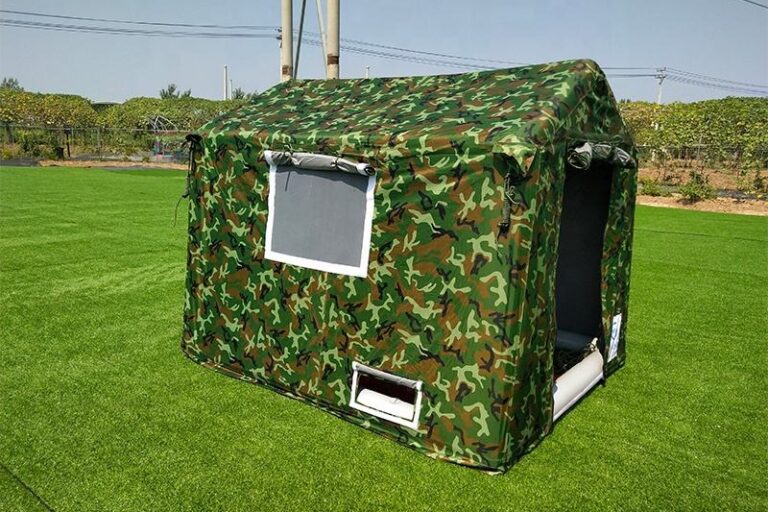 Outdoor Camping Military Style Inflatable Tent – Portable, No-Assembly Rainproof Polyester Cotton Fabric Hut (2) Portable Inflatable Military Style Tent for Outdoor Camping, No Assembly Required, Rainproof