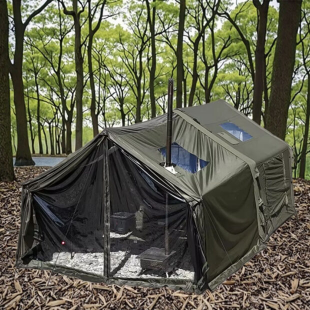 Military-Style Inflatable Camping Tent Waterproof Windproof for Overnight Camping
