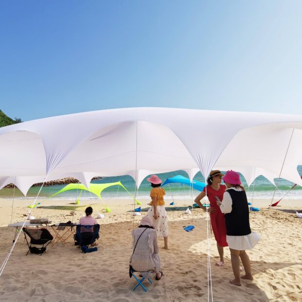 Large Beach Tent Sunshade for 60-80 People, Customizable for Events and Weddings