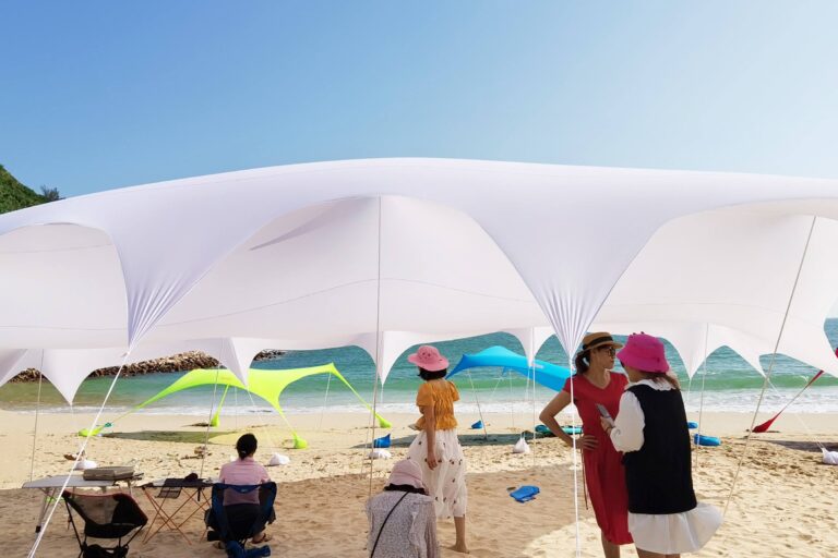 Traveler Large Beach Tent Sunshade Shelter for 60-80 People, Fly Tarp Canopy for Big Events, Weddings, and Marquee Pa (1) Large Beach Tent Sunshade for 60-80 People, Customizable for Events and Weddings