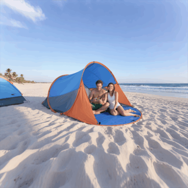 UPF 50+ Pop-up Beach Tent with Sandbag Stability and UV Protection