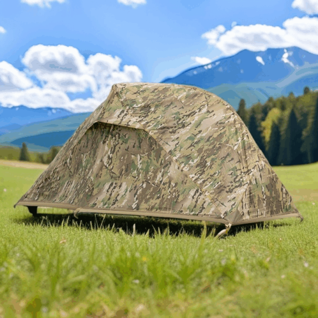 5000mm Waterproof Single-Person Tactical Camouflage Tent for Wilderness Travel